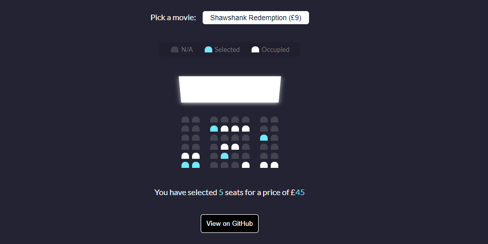 Cinema ticket selector using JavaScript